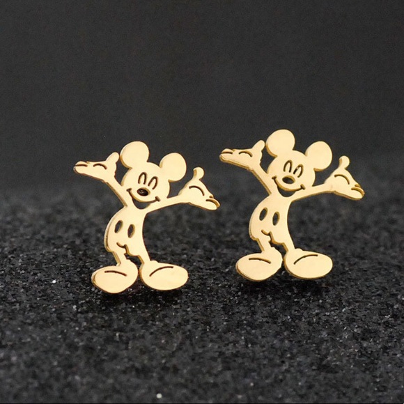 3/$30 Gold Mickey Mouse Stud Earrings - Picture 3 of 5